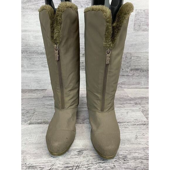 Totes Stride Womens Size 9M Faux Fur Lined Waterproof Winter Boots Beige/Khaki - Picture 2 of 8